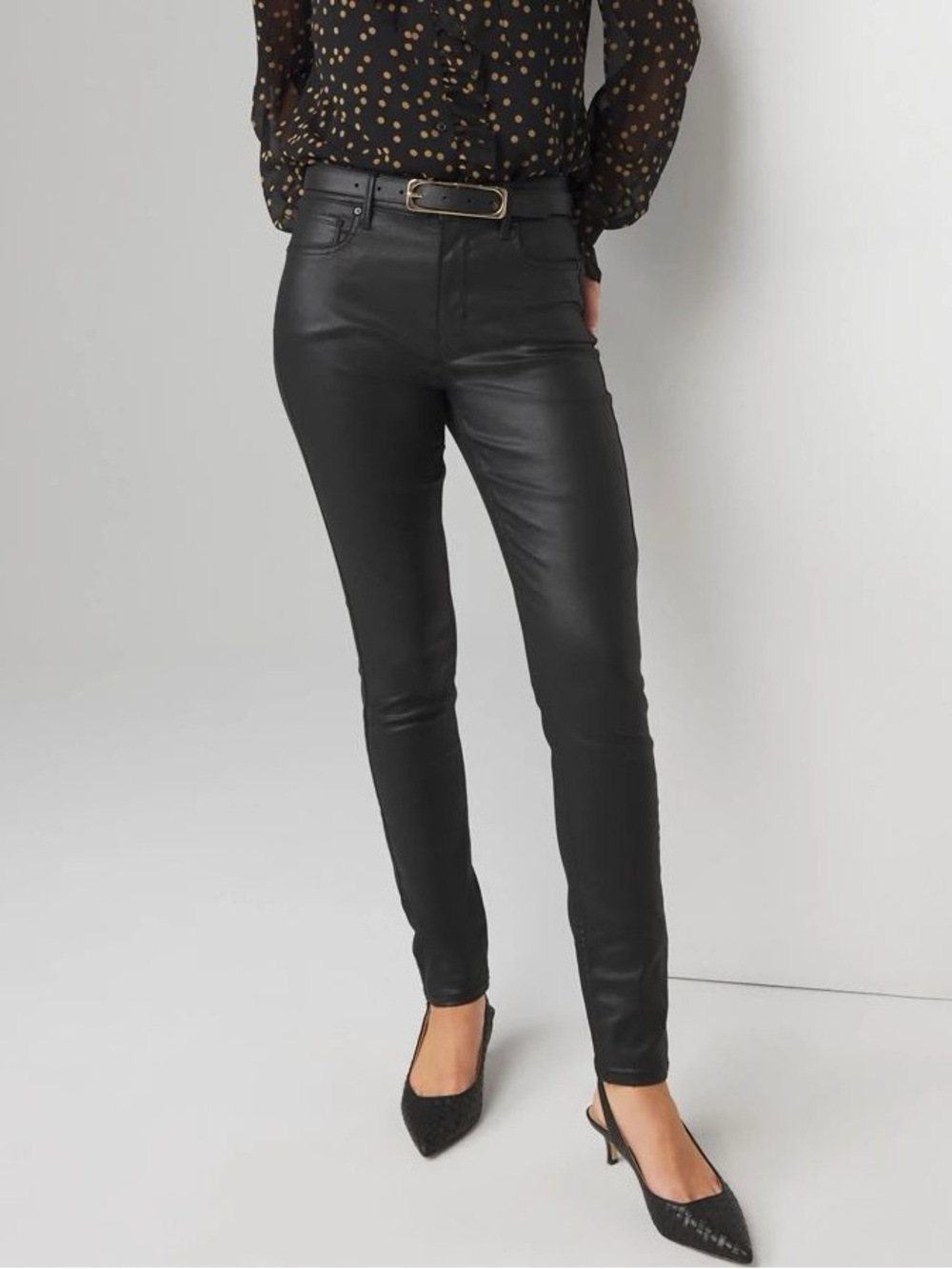 NWT WHBM High-Rise Coated Skinny Jeans